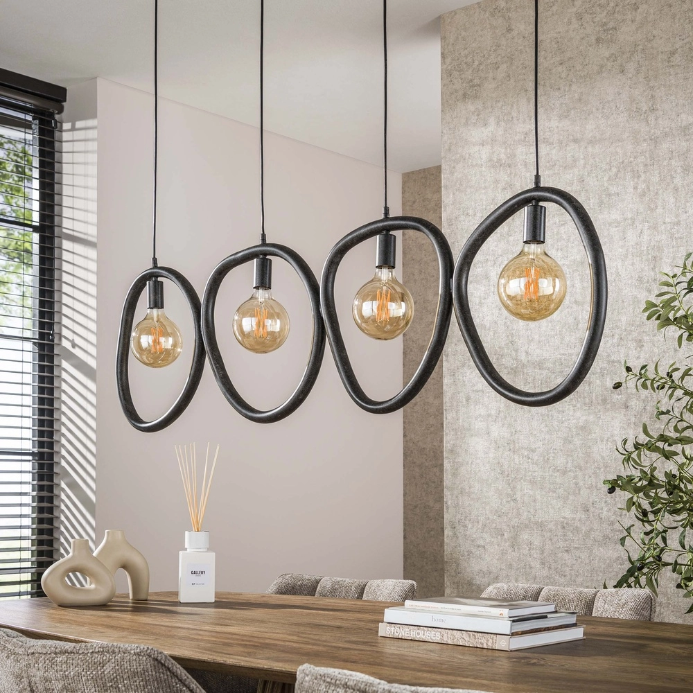 Ringen hanglamp Pebble artic zwart - 4x E27 Lyora 8716803511019