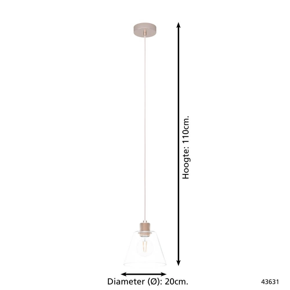 Glazen hanglamp Copley rose goud Eglo 9002759436315