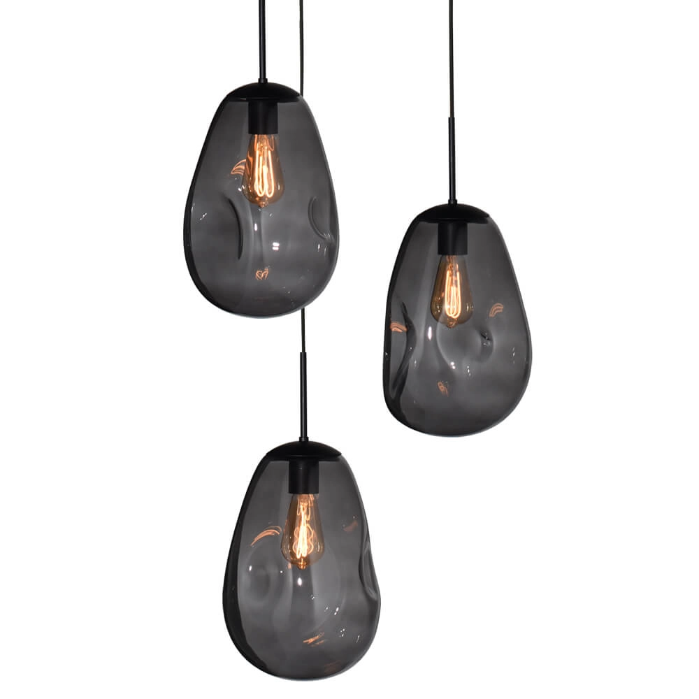 Pendel hanglamp Lava 3x smoke glas Ø 22,5cm Masterlight 8718121286471