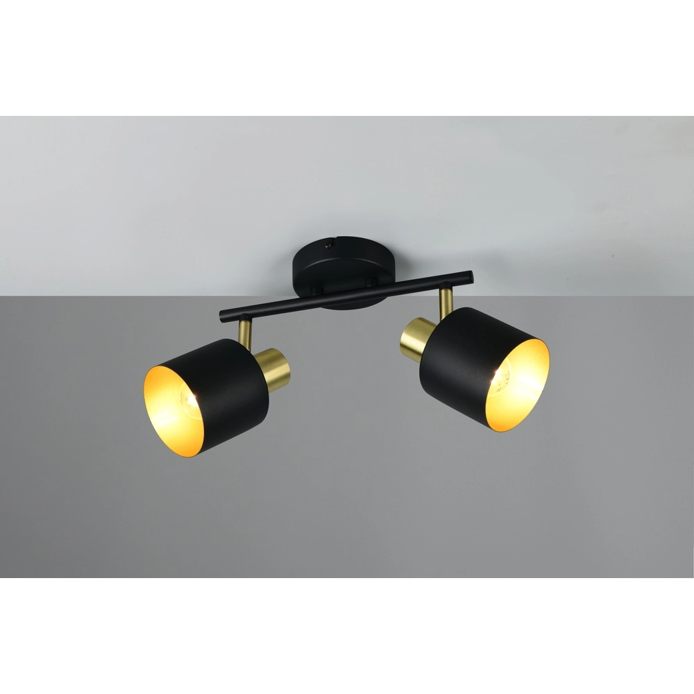 Plafondlamp Eva 2-lichts zwart met goud Trio 4017807654653