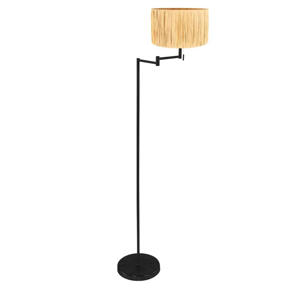 Vloerlamp Bella zwart met strokleurige kap Vloerlamp Bella zwart met strokleurige kap