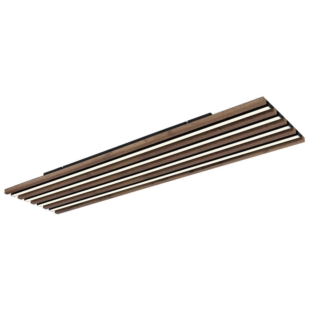 Plafondlamp Hayden zwart met hout 120cm