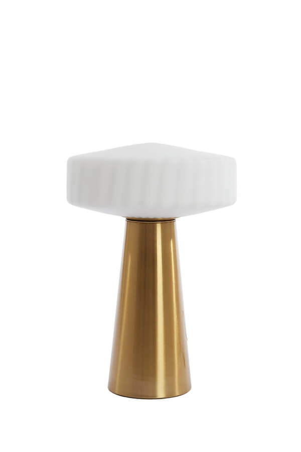 Tafellamp Pleat goud met wit Ø 30cm Light & Living 8717807687717