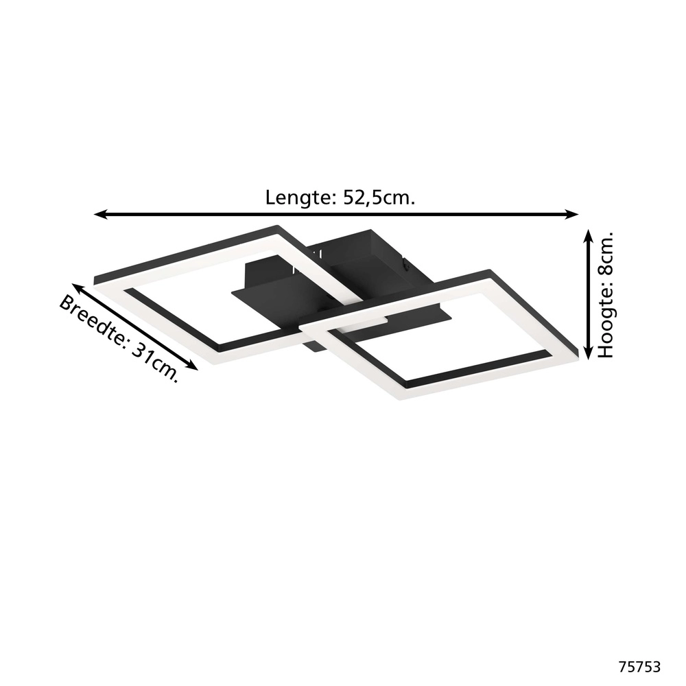 Led plafondlamp Rgbic 52cm - zwart Eglo 9002759757533