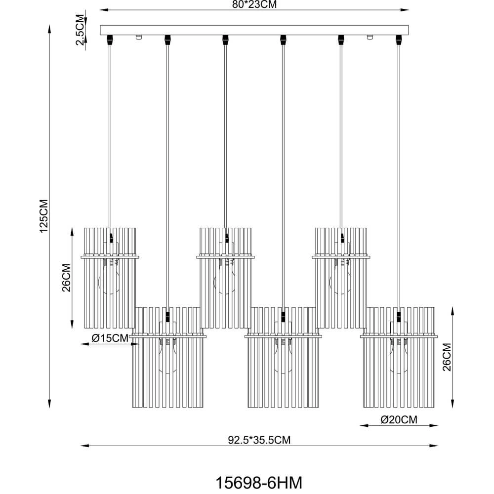 Gouden hanglamp Gorley met glas 6-lichts Globo 9007371462957
