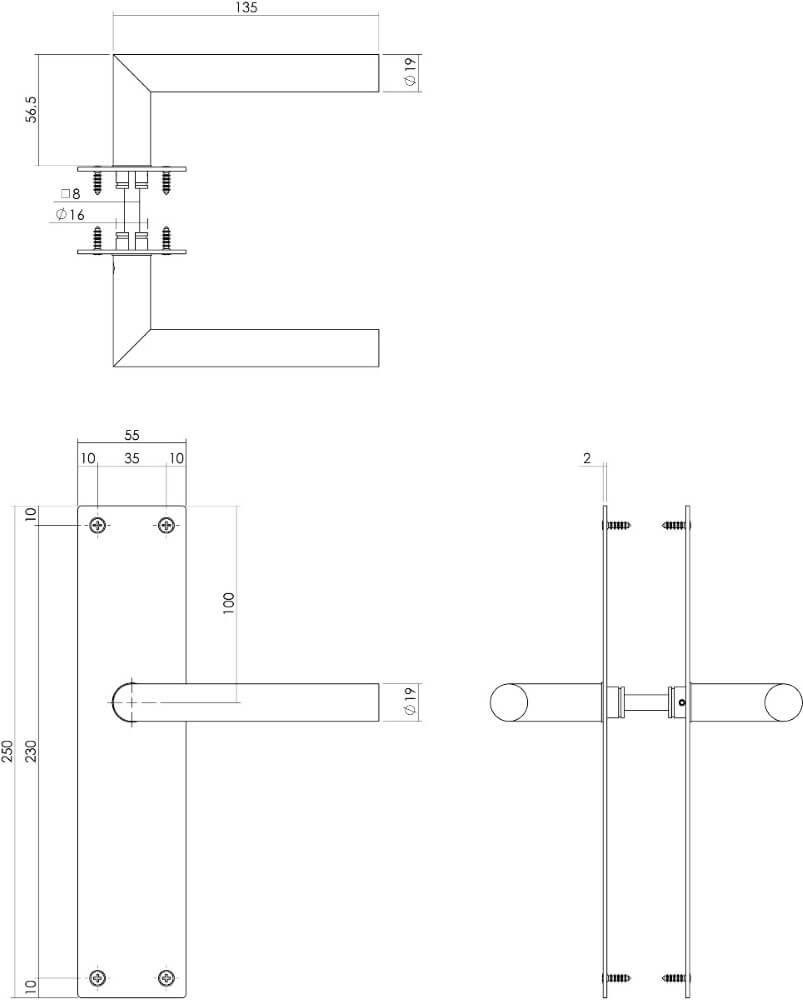 Strakke deurklink Jura blind RVS Intersteel 8714186465349