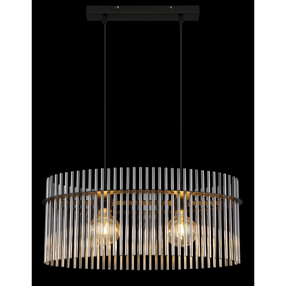 Hanglamp Gorley zwart met smoke glas staafjes Globo 9007371506149