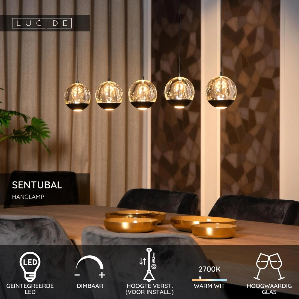 Design hanglamp Sentubal 5-lichts zwart Lucide 5411212134578