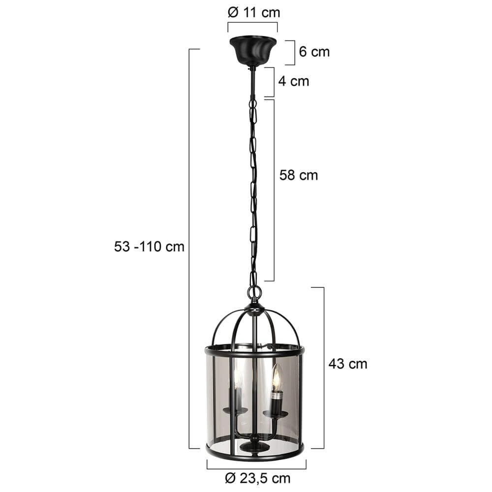 Klassieke hanglamp Pimpernel zwart 2-lichts Steinhauer 8712746174199