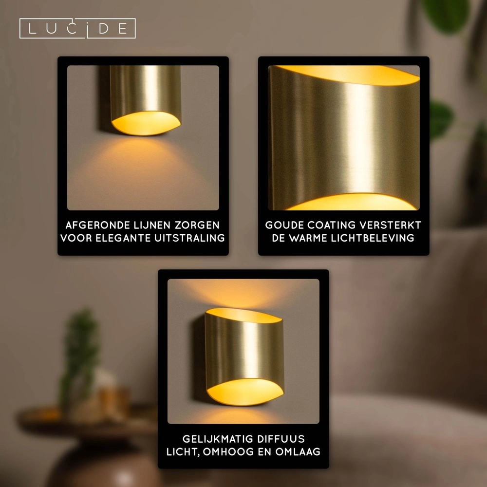 Design wandlamp Diletta goud Lucide 5411212093547