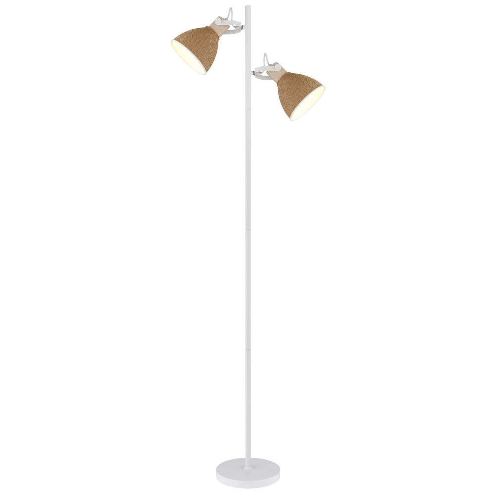 Vloerlamp Lyndon wit met rotan