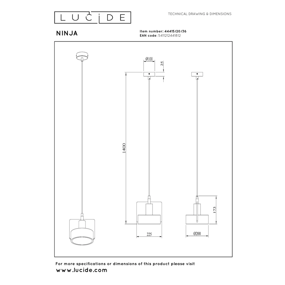 Design hanglamp Ninja grijs Lucide 5411212441812