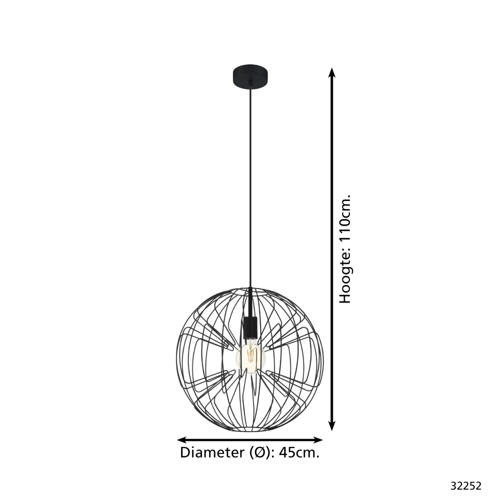 Hanglamp Okinzuri 1 zwart Eglo 9002759322526