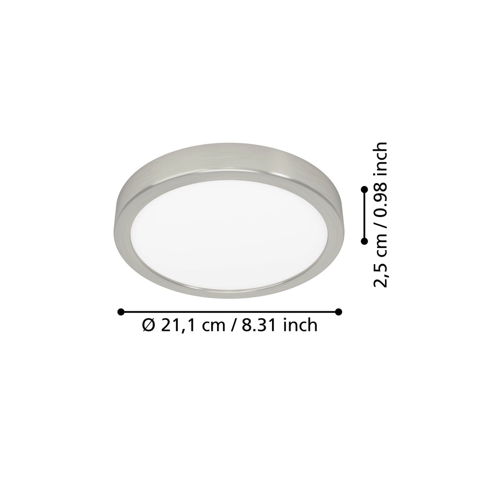 Led plafonnière Fueva 6 rond - rvs - Ø 21,1cm Eglo 9008606330232