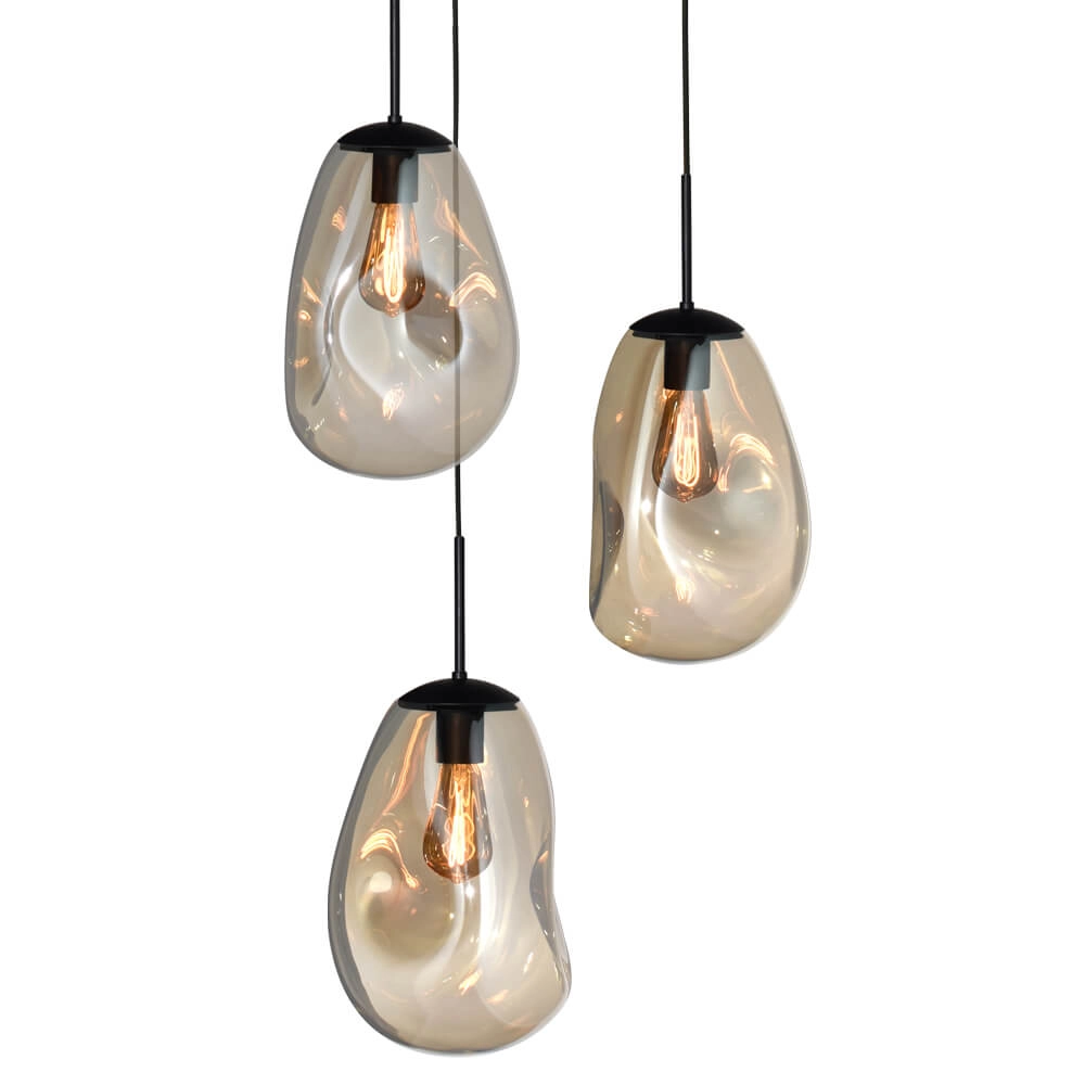 Pendel hanglamp Lava 3x goud glas Ø 22,5cm Masterlight 8718121286433