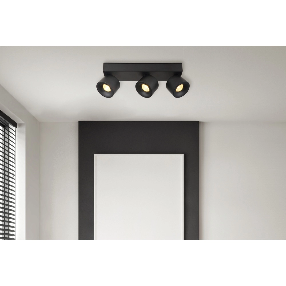 Strakke plafondlamp Rae 3-lichts zwart Globo 9007371456642