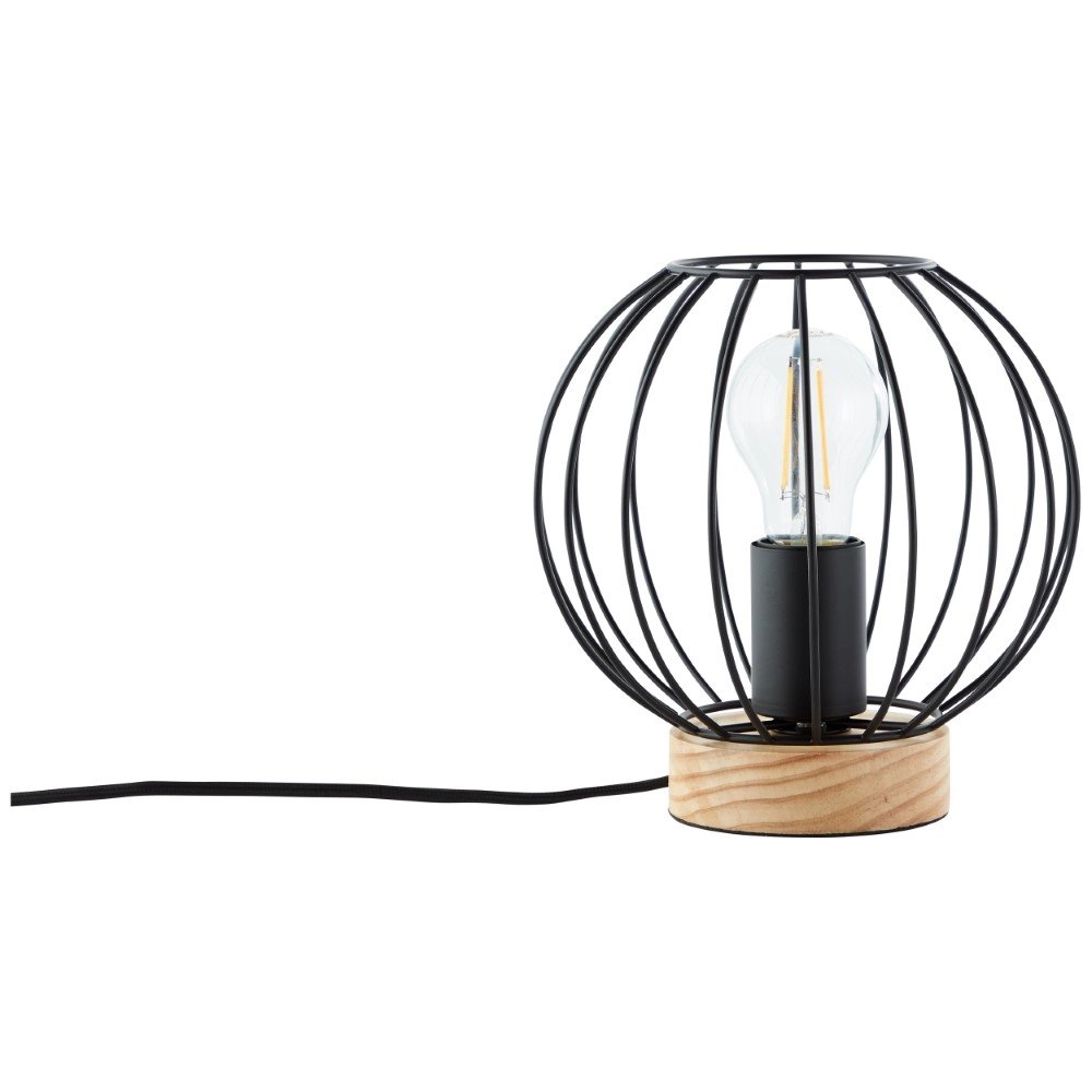 Draad tafellampje Sorana zwart met hout Brilliant 4004353379116