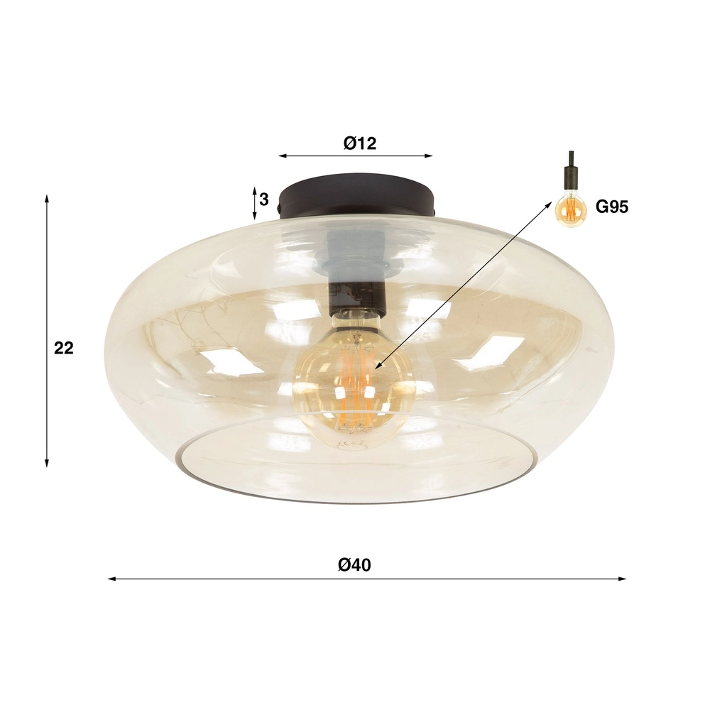 Glazen plafondlamp Elevate Ø 40cm - amber glas Lyora 8716803512061