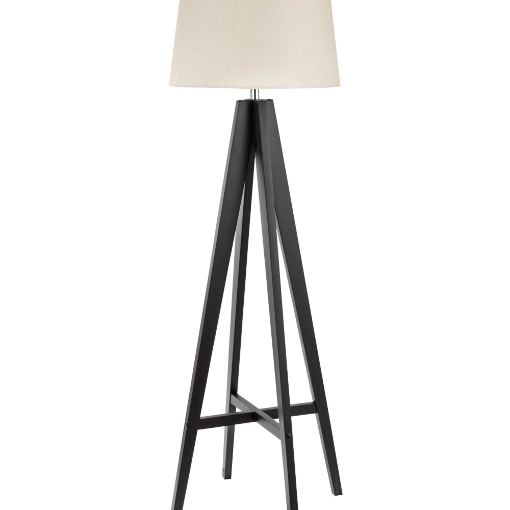 Landelijke vloerlamp Easel 148cm zwart met taupe Searchlight 5053423027180