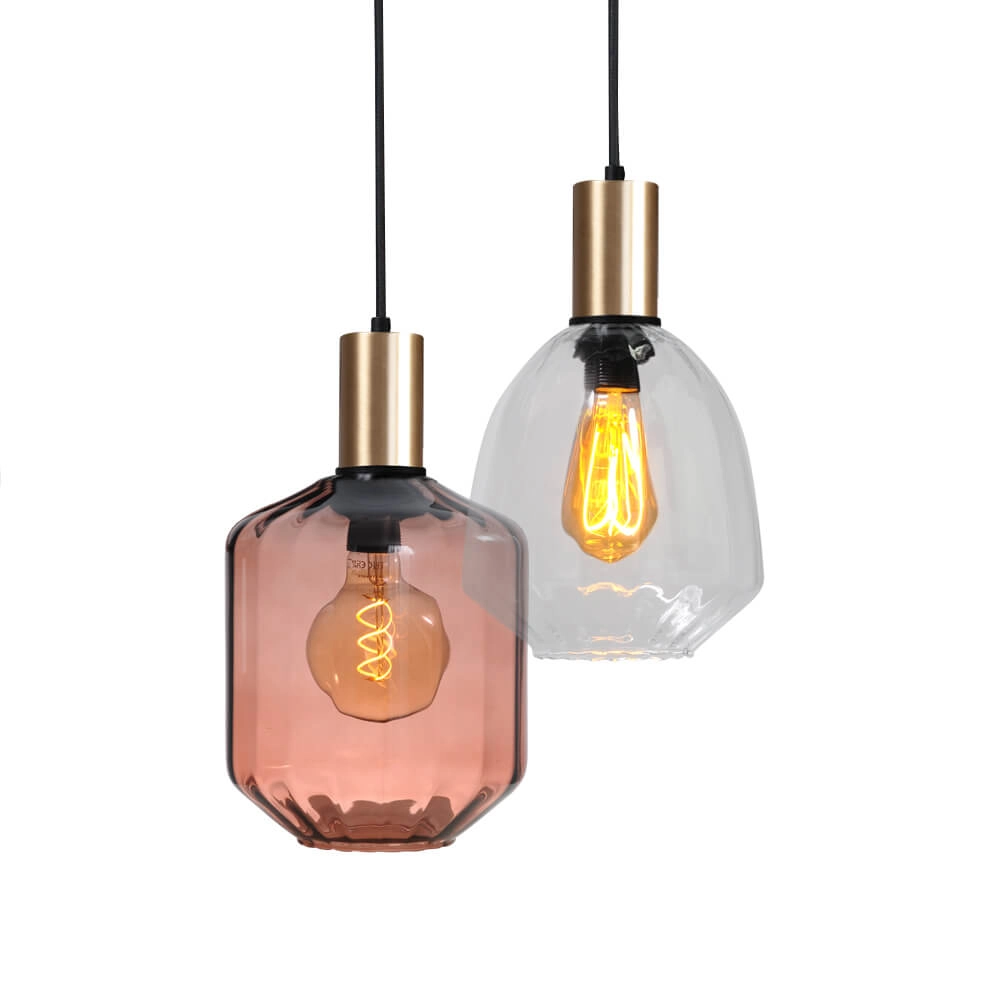 6-lichts hanglamp - goud - Porto met verschillende glazen Masterlight 8718121270661