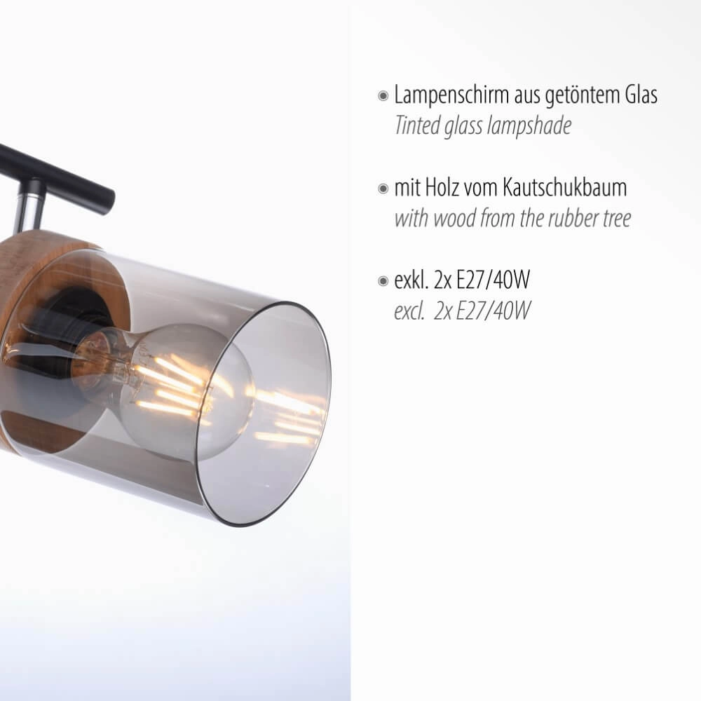 Plafondlamp Pasqual 2-lichts zwart Just Light 4043689986117