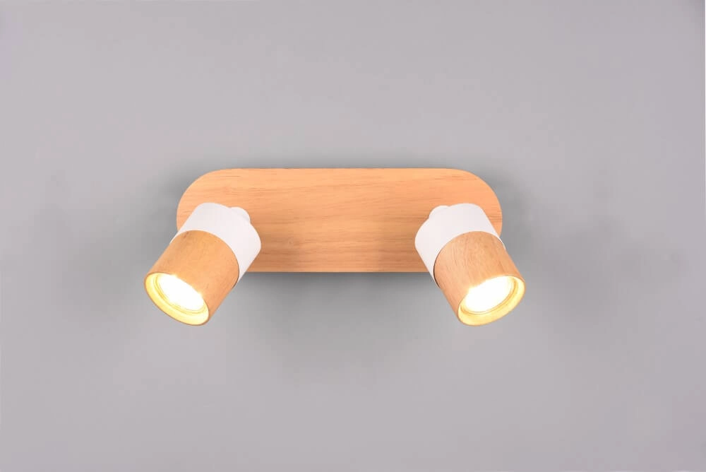Plafondlamp hout met wit Aruni 2-lichts Trio 4017807562316