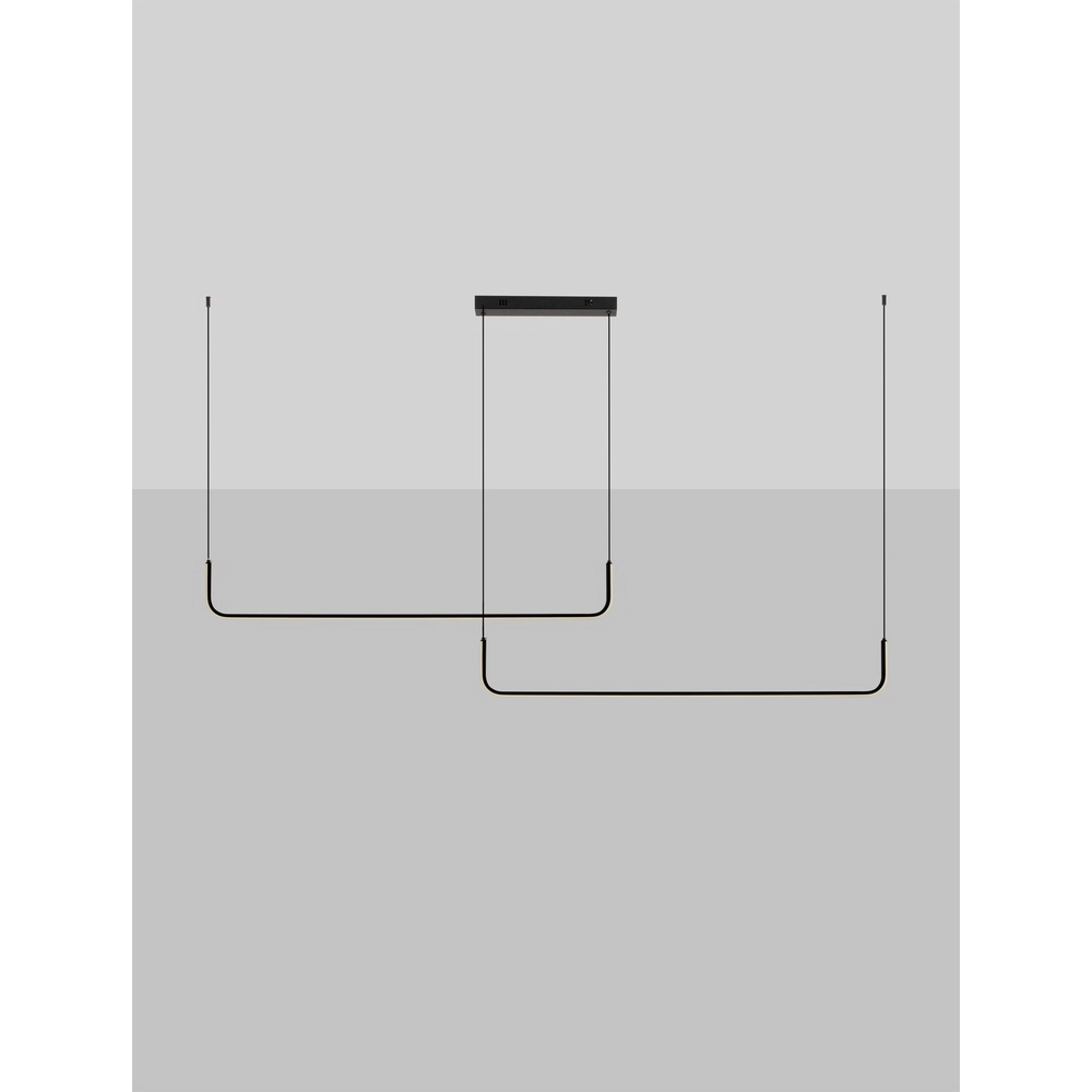 Strakke hanglamp Strita zwart dubbel