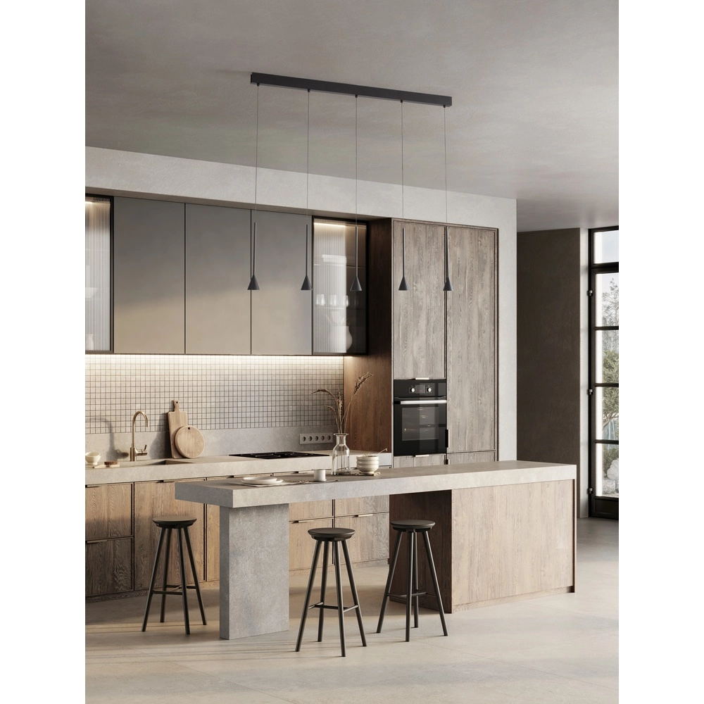 Hanglamp Net recht 5-lichts zwart Lyora 5212017445315