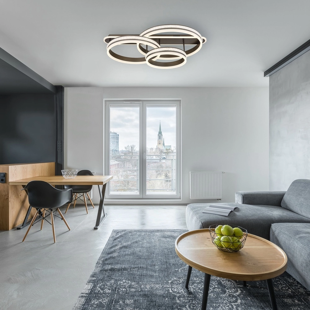 Design plafondlamp Grouni 3 ringen titanium geborsteld Globo 9007371449002