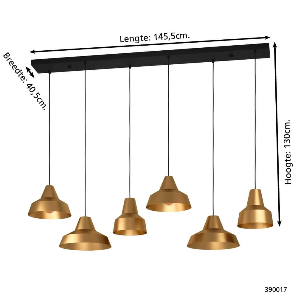 Gouden hanglamp Savarna met 6 kappen Stars of Light 9008606220885
