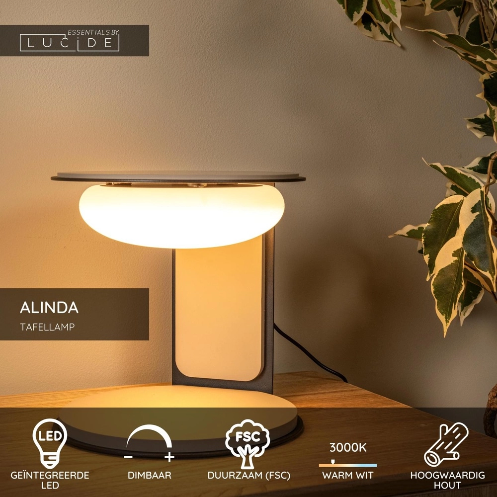 Design tafellamp Alinda Ø 20cm taupe Lucide 5411212771612