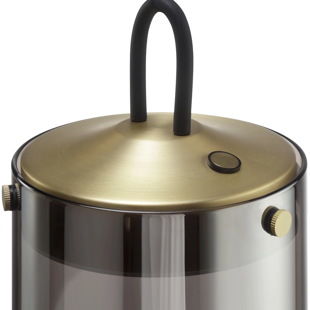 Tafellampje Lumeo messing met smoke glas Ø 13cm Brilliant 4004353463594