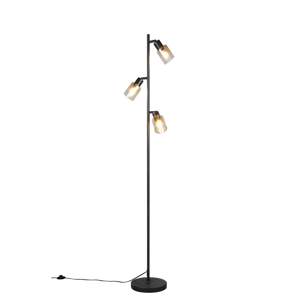 Vloerlamp Cadiz 3-lichts amber glas