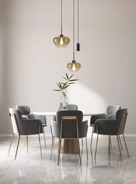 3-lichts hanglamp Genua zwart met 1x goud glas Ø 24cm  - 1x Ø 29cm en 1 pendel Masterlight 8718121357423