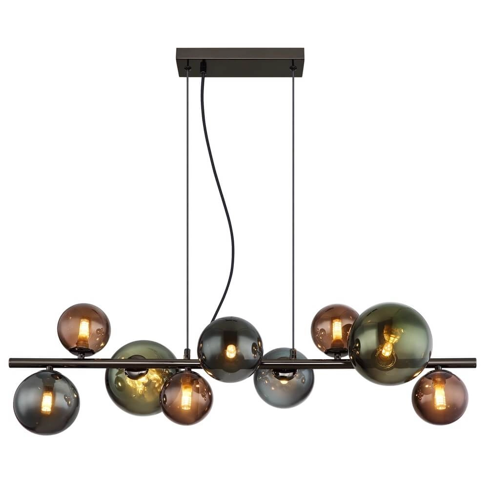 Zwarte hanglamp Riha gekleurd glas 9-lichts Globo 9007371456116