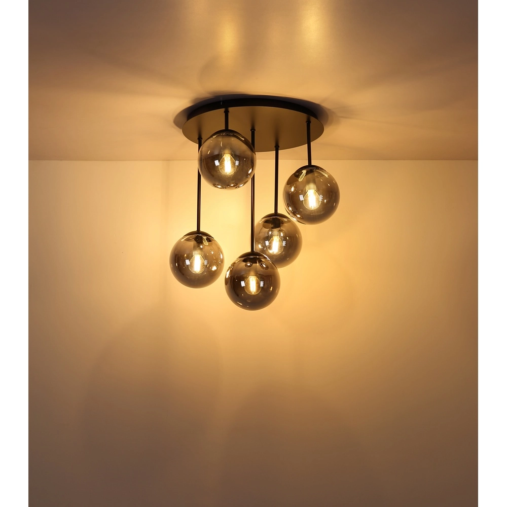 5-lichts plafondlamp Harmon zwart Globo 9007371592531