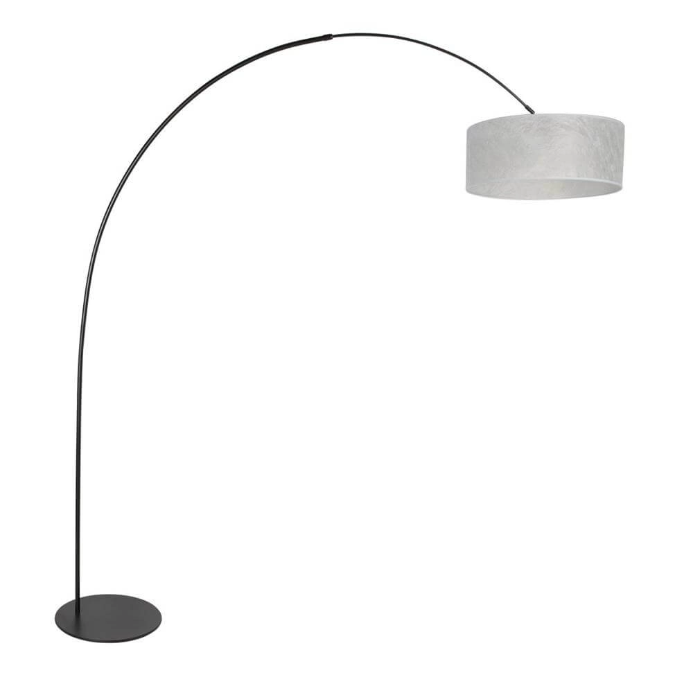 Vloerlamp Curve zwart met wit transparante kap Ø 50cm