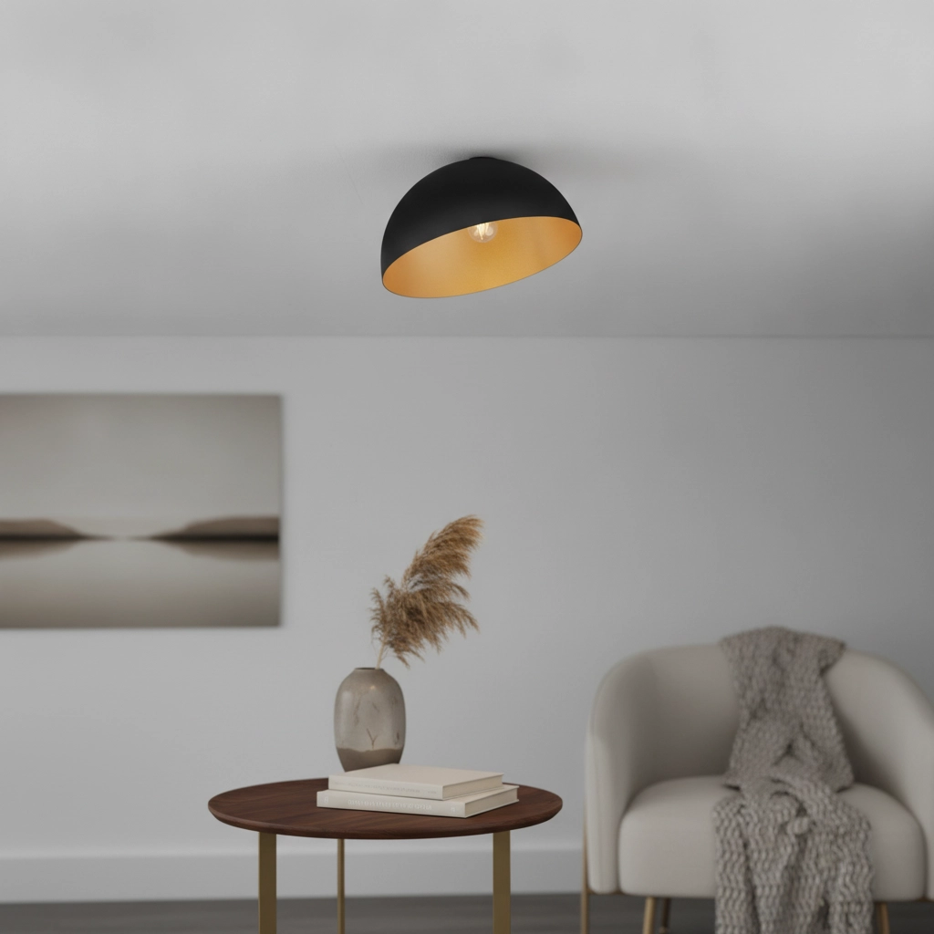 Plafondlamp Onia zwart met goud Ø 40cm