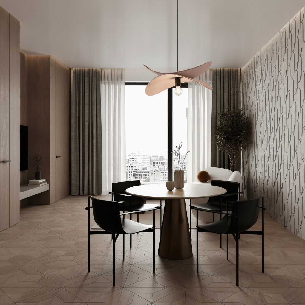 Moderne hanglamp Luve zwart met mokka bruin