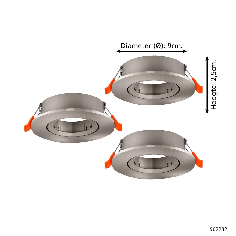 Set van 3 inbouwspots Barranco nikkel Ø 9cm Eglo 9008606359110