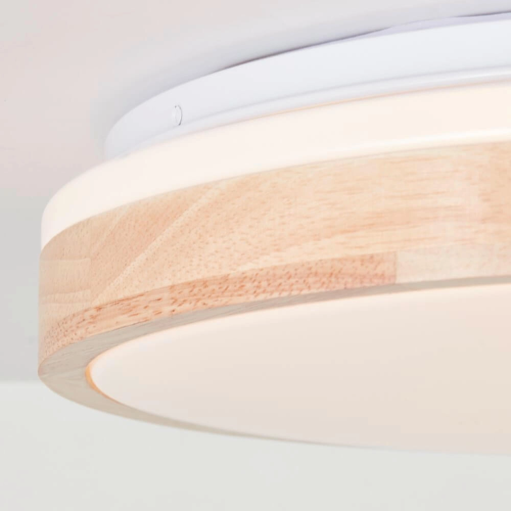 Plafondlamp Brodsky Ø 39cm wit met hout Brilliant 4004353411304