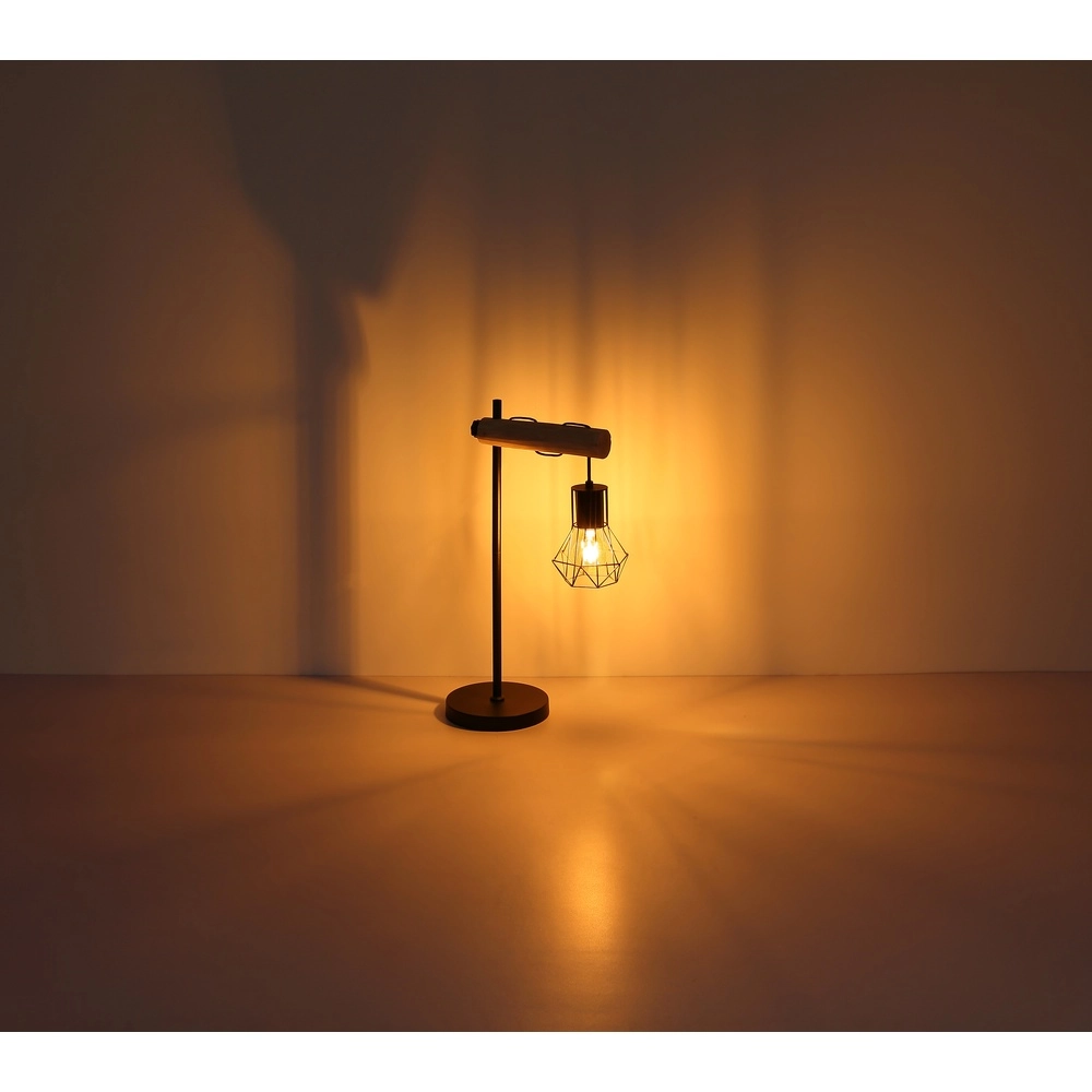 Vloerlamp Priska zwart met hout Globo 9007371443840
