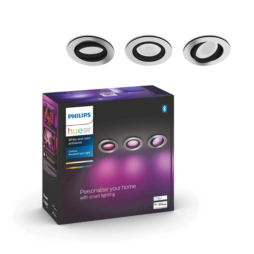 Inbouwspot Hue Centura - White and Color set van 3 zilvergrijs Philips 8720169318854