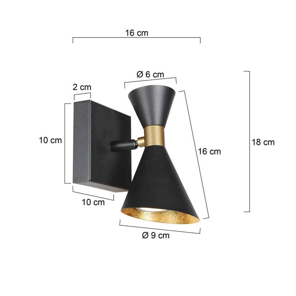 Design wandlamp Preto zwart met goud Steinhauer 8712746176285