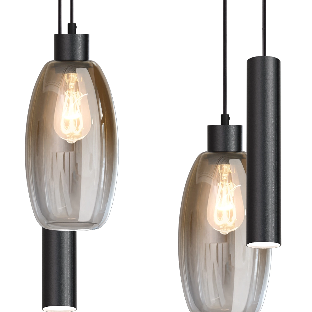 Glazen hanglamp Olive 4x Ø 15cm - 2x Run - zwart Masterlight 8718121393643