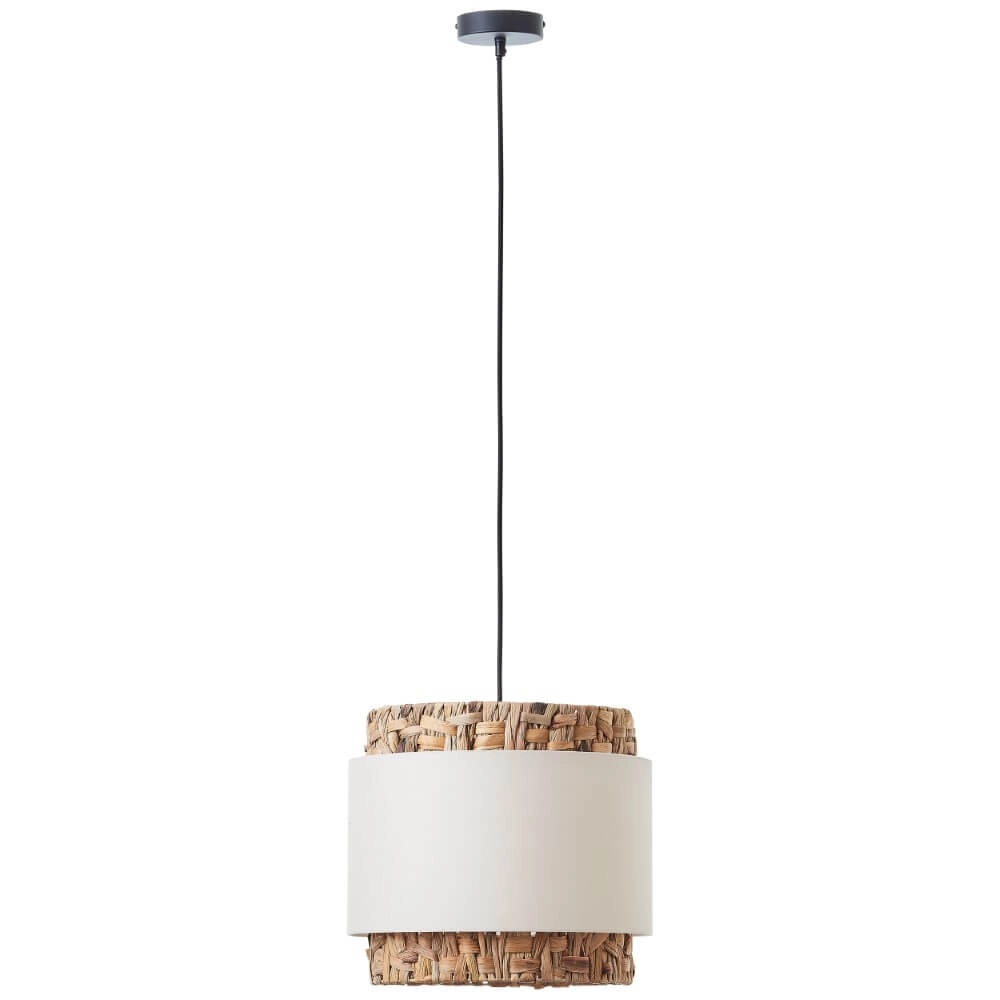 Hanglamp Waterlilly rotan met witte stof Brilliant 4004353411922