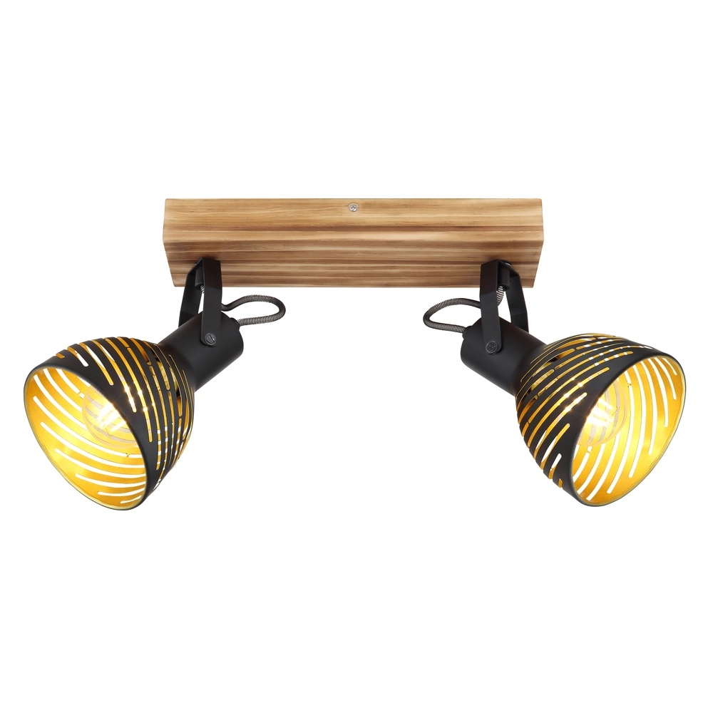 Plafondlamp Lenna 2-lichts hout met zwart Globo 9007371422685