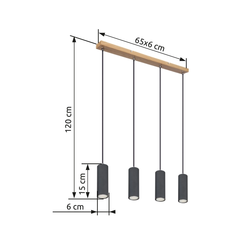 Hanglamp Robby 4-lichts hout Globo 9007371433544