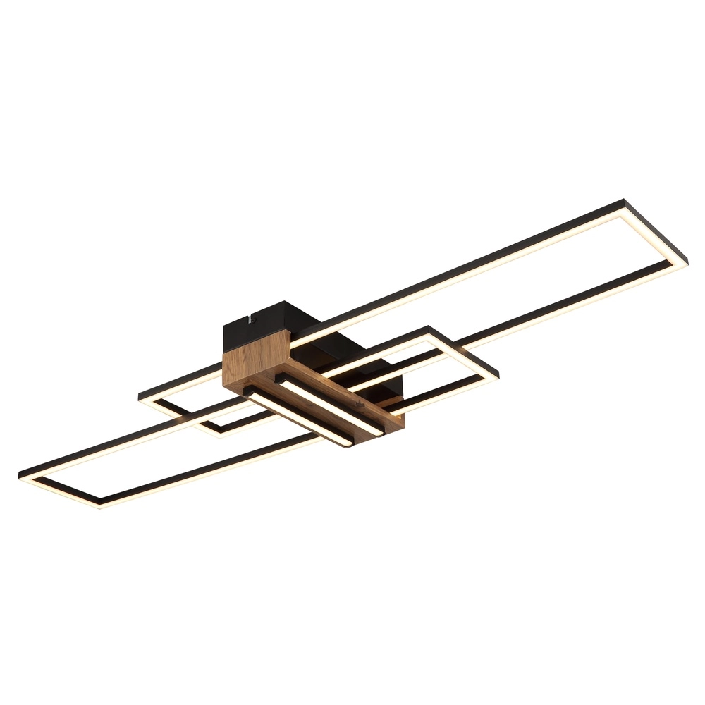 Moderne plafondlamp Dakari zwart met hout