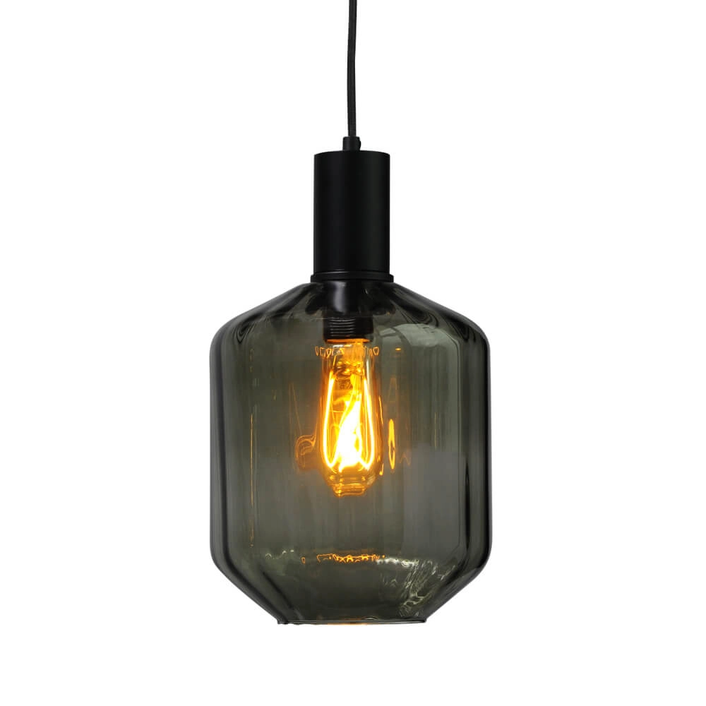 3-lichts hanglamp - zwart - Porto met Jagger green glazen Masterlight 8718121269542